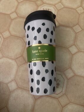 Kate Spade Black & White Polka Dot 16oz Thermal Mug
